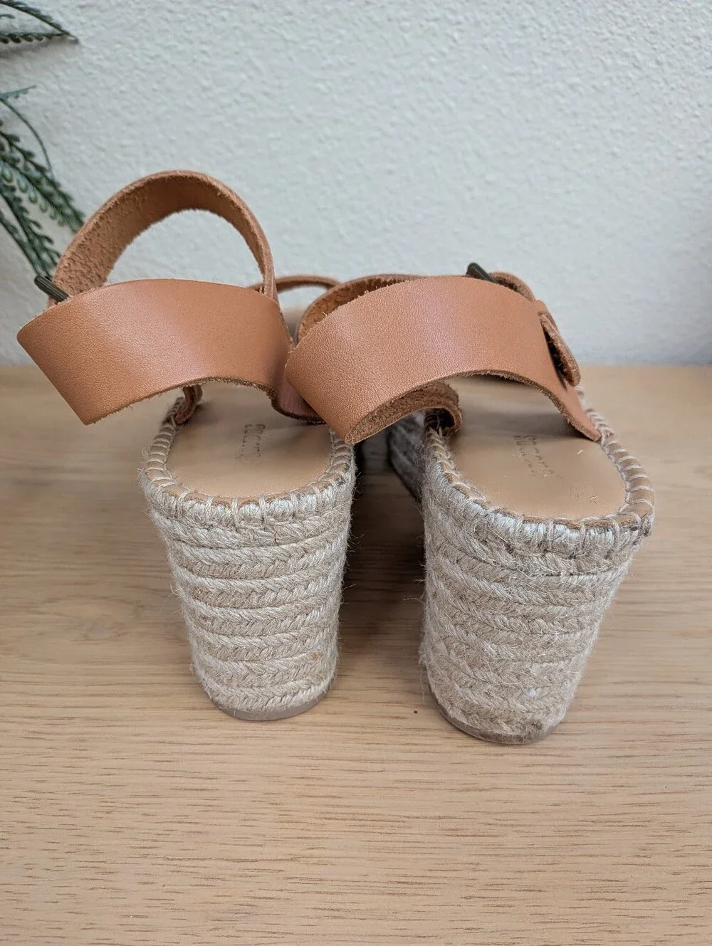 Soludos Minorca Brown Leather Platform Woven Espadrille Sandals Size 9